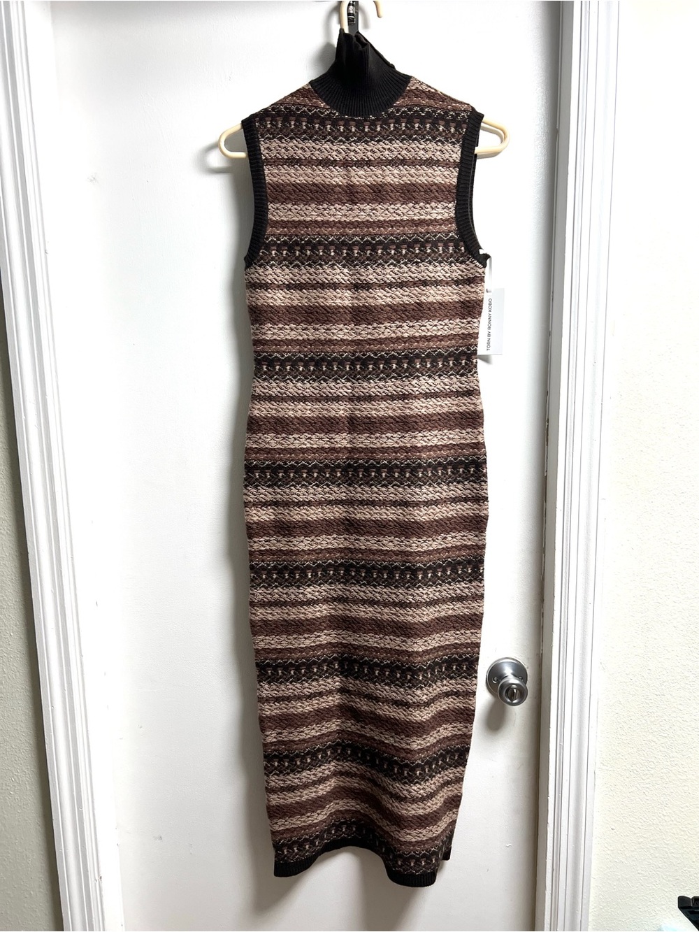 Torn by Ronny Kobo Sweater Sleeveless Mock-Neck Midi Dress